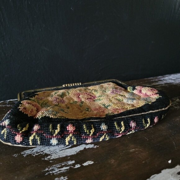 Vintage 1930's Needlepoint Petit-Point Tapestry Evening Purse - Picture 5 of 5
